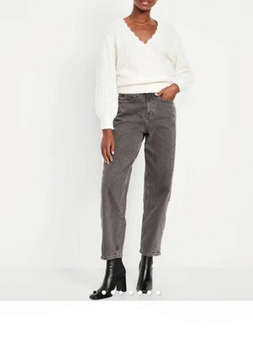 Old Navy High-Waisted Baggy Barrel Ankle Jeans Gray
